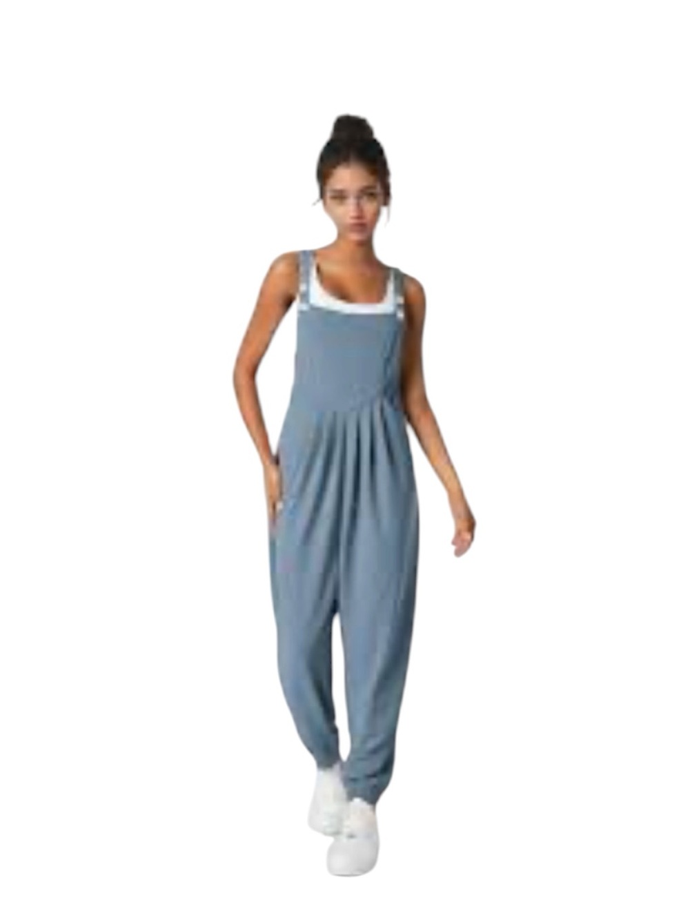 HALARA Light Blue Waffle-Knit Jumpsuit